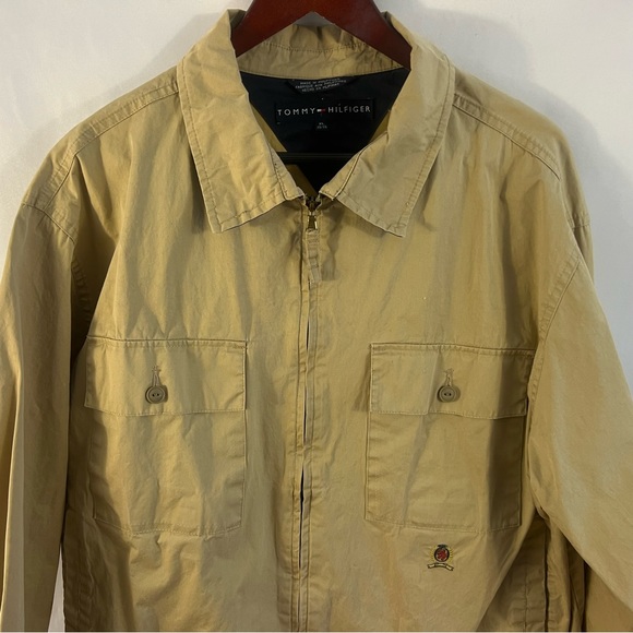 VTG Tommy Hilfiger Men's XL Harrington Full Zip Lightweight Beige Jacket Canvas - Picture 2 of 8